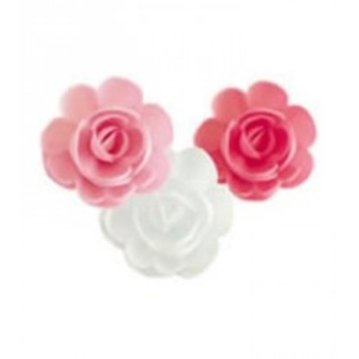 [70407034] RPF05 SMALL ROSE ASSORTED WAFER PINK+WHITE+CARMINE 60 PCES