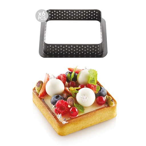 [51657430] VIERKANT SILIKOMART TAARTRING VORM 80X80MM H20MM 6 STUKKEN=DOOS