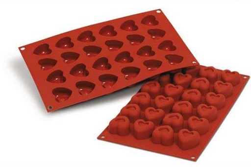 [70408245] SILIKOMART VORM ANTI-AANBAKPLAAT SF089 1/3-50°24 KLEINE HARTEN MET RELIEF 33X35X22MM 16ML