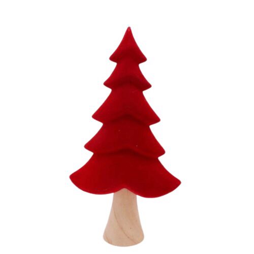 [62250583] ARBRE ROUGE VELOURS SUR CÉRAMIQUE PIED BOIS 40CM