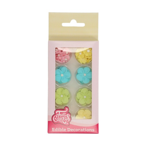 [08054607] FUNCAKES SMALL SUGAR PASTEL FLOWERS ASS 32PCS