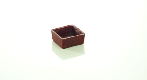 [04030060] PIDY VIERKANTE SHORTBREADTAARTJE 7X7 CM H1.8CM CHOCOLADE TRENDY SCHELP 96 STUKS