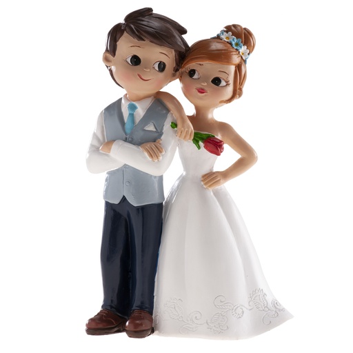 [08041948] FIGURINE COUPLE MARIES AVEC FLEUR 16CM