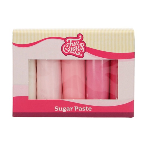 [70407270] FUNCAKES SUGAR PASTE MULTIPACK PALETTE PINK 5X100GR