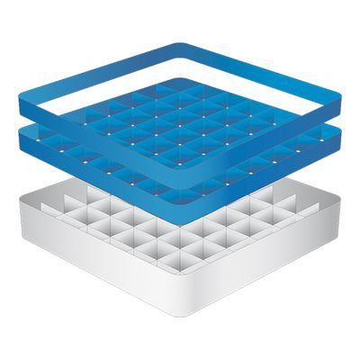 [57660375] CATERRACKS CASIER 49 COMP+2 REHAUSSES 50X50XH18CM VERRES SANS PIED