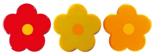 [08057140] PCB Grote bloemen WC 4 designs ø 4 cm 96pces ***s/cd***