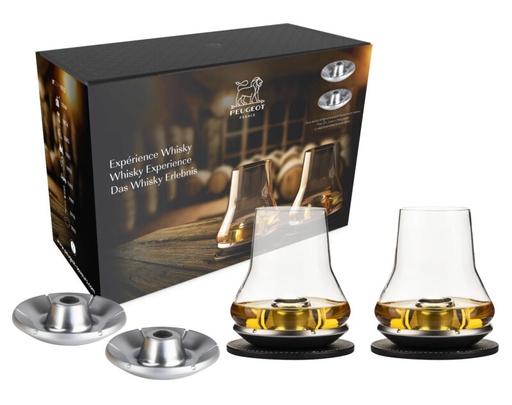 [60251332] PEUGEOT COFFRET WHISKY EXPERIENCE 2 VERRES+4 BASESDE REFROIDISSEMENT CHROMEES