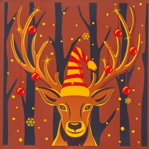 [08057503] 070325 PCB CHRISTMAS REINDEER PRINTED SHEETS FOR SQUARE CARDS AND BAGS 24PCS ***S/CD***