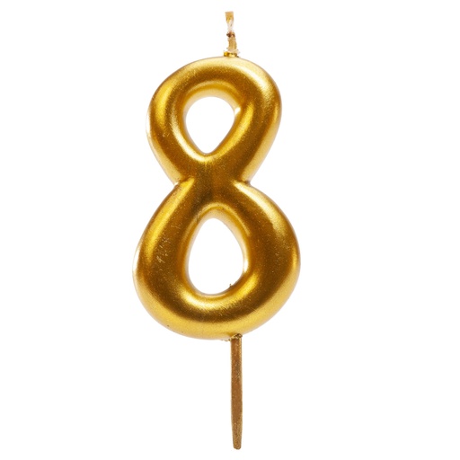 [08041598]  GOLD NUMBER CANDLE NO. 8 5.5CM