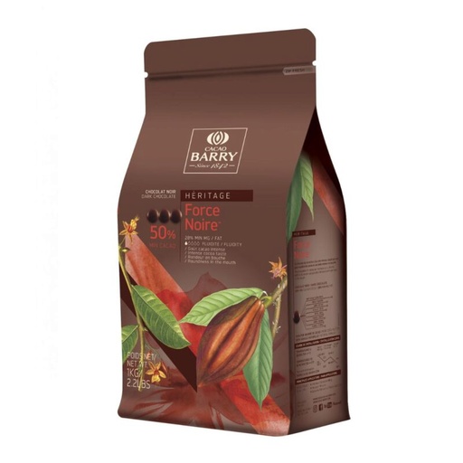 [05100799] BARRY CHD-X50FNOI-E1-U68 CHOCOLADE FORCE NOIR 50%  KARTON VAN 6 ZAKKEN X 1KG=ZAK