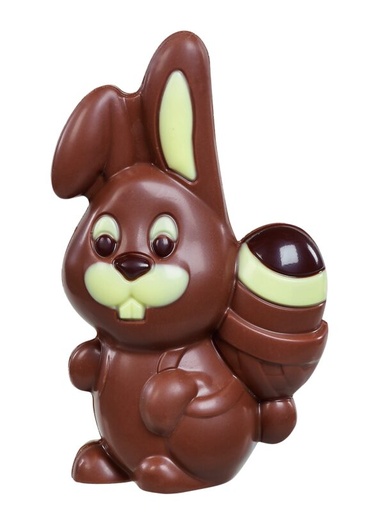[13030355] CREUX LIEVRE AVEC OEUF SUR DOS LAIT DECORÉ 13CM 4 X 75GR