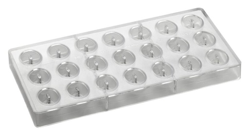 [70409601] MOULE PRALINE POLYCARBONATE OVALE 275X135MM21 PRALINES DE 10GR**28.5MM X16HTMM