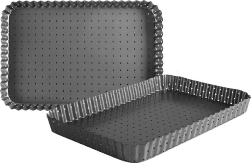 [50804040] IBILI "CROUS"MOULE RECTANGULAIRE 35X11XH3.0CMPERFORE CANNELE FOND AMOVIBLE