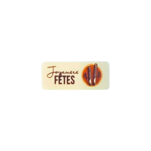 [08054982] 2015673 PLAQUETTE JOYEUSE FETE SKI 5,5X2,3CM 100PCS ***S/CDE***