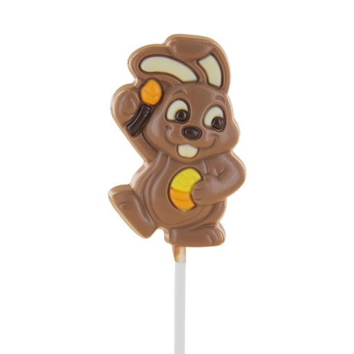 [13030384] PABLO MILK CHOCOLATE RABBIT LOLLIPOPS 16.2CM 24X35GR DISPLAY