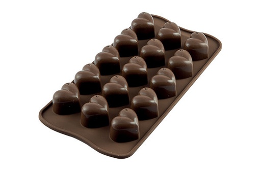 [70408048] +MOULE A PRALINE EN SILICONE BRUN COEUR SCG01