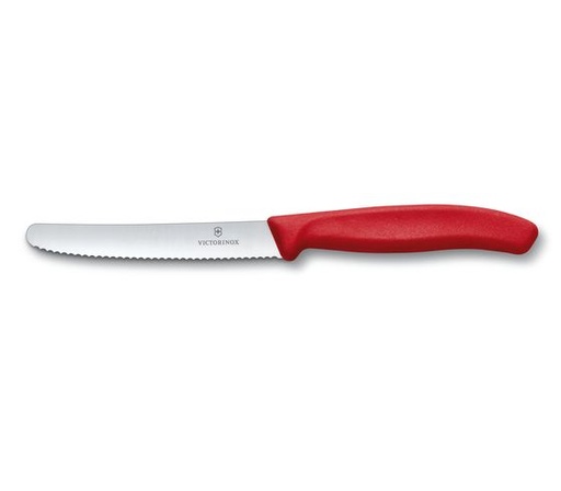 [57663216] VICTORINOX COUTEAU TABLE/TOMATES 10CM ROUGE BOUT ARRONDI