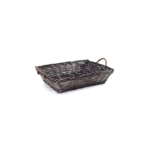 [60300236] PANIER OSIER GRIS FONCE 42X29XH10CM