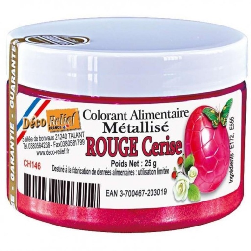 [70409324] COLORANT ALIMENTAIRE EN POUDRE METALISE ROUGE CERISE 25 GR