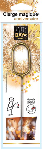 [70409002] CIERGE MAGIQUE DORE CHIFFRE N°0