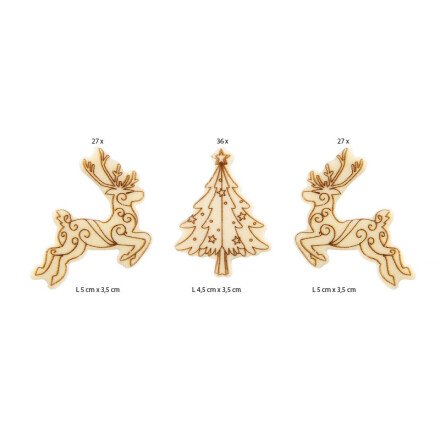 [08054405] 2015854 PLAQUETTE CERF & SAPIN CHOCOLAT +- 5CM 90 PIÈCES