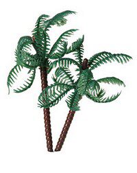 [08075753] PLASTIEK DUBBEL GROEN PALMBOOM 6 STUKKEN=ZAK