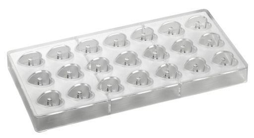 [70409603] POLYCARBONATE PRALINE MOLD HEART 275X135MM21 PRALINES OF 10GR**29X30 X16HTMM