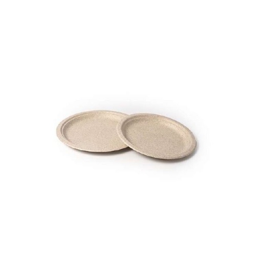 [44104312] ASSIETTE RONDE PULPE DE BLE NATUREL Ø18CM 50PCS FOST+ INCLUS