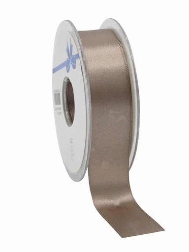 [70410065] DOUBLE-SIDED SATIN TAUPE RIBBON 25MM X 25M FOST+ INCLUDED