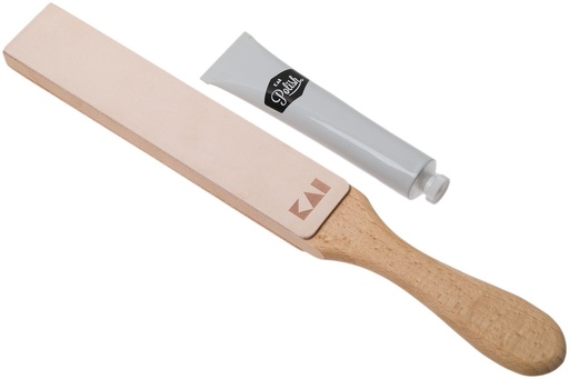 [57661313] KAI POLISH STROP SET RAZOR LEATHER 20.5X4X2CM POLISHING CREAM - SET_CRE