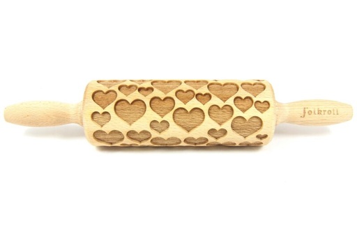 [55500018] FOLKROLL WOODEN ROLLER JUNIOR 23CM "HEARTS