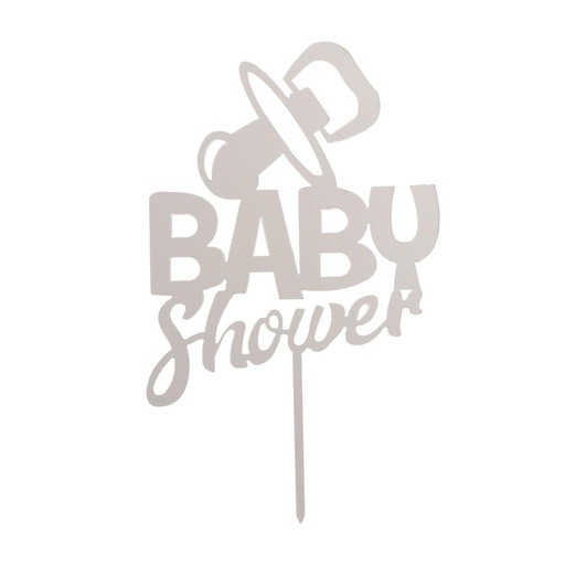 [08041534] TAARTTOPER BABYSHOWER ZILVER 16X10CM