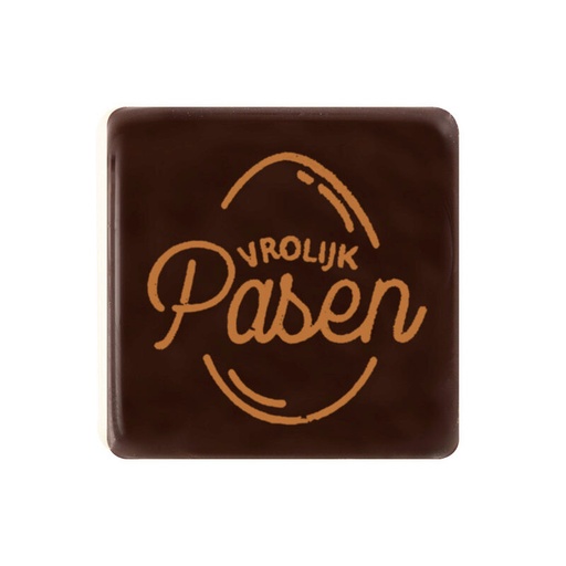 [08053888] 2069078 PLAQUETTE VROLIJK PASEN CARRE 3CM BRUN CHOCOLAT NOIR 175 PCES ***S/CDE***
