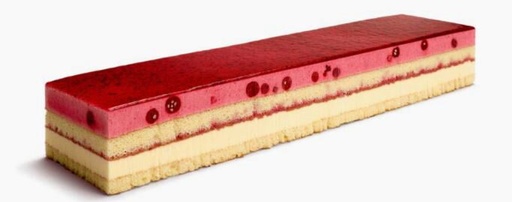 [02040182] ❄️B168 BANDE DE BAVAROIS SYMPHONIE FRUIT ROUGE CUIT 36X8CM 800GR