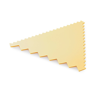[52903220] PEIGNE A DECORER EN TRIANGLE CANNELE DES 3 COTES EN PLASTIQUE COULEUR IVOIRE 9.3X8.3CM