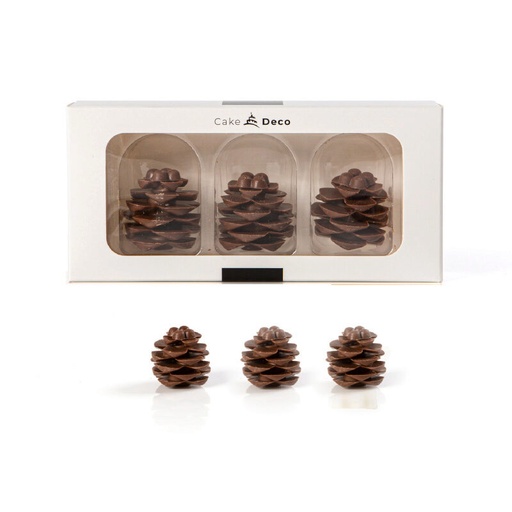 [08054191] 39603 CAKEDECO 3 POMMES DE PIN 3D 10 PIECES ***S/CD***