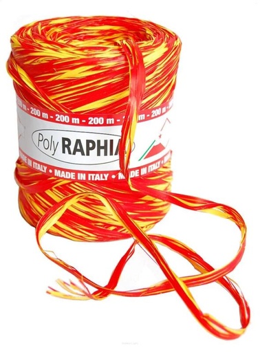 [70407801] POLY RAFFIA 15MM X 200M ROOD+GEEL R258