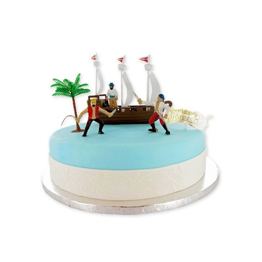 [08075099] PIRATE CAKE DECORATING KIT + BOAT