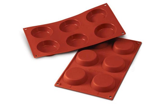 [70408212] SILIKOMART VORM ANTI-AANBAKPLAAT SF046 1/3-50°8 TAARTVORMEN DIAM 70MM H 17MM 52ML