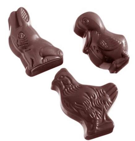 [70410276] MOULE À CHOCOLAT ANIMAUX DE PÂQUES 7 FIG. CW111440X28X15MM / 3X7 -- 11GR