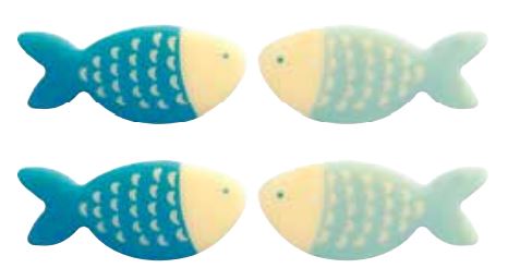 [08057000] PCB Fish WC Azur 2 ontwerpen 3,2x1,4 cm 200pces ***s/cd***