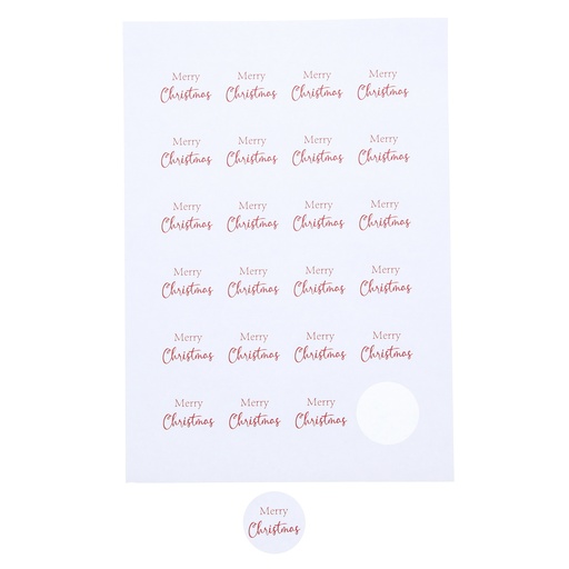 [62230142] STICKER 4CM MERRY CHRISTMAS RED 24PCS