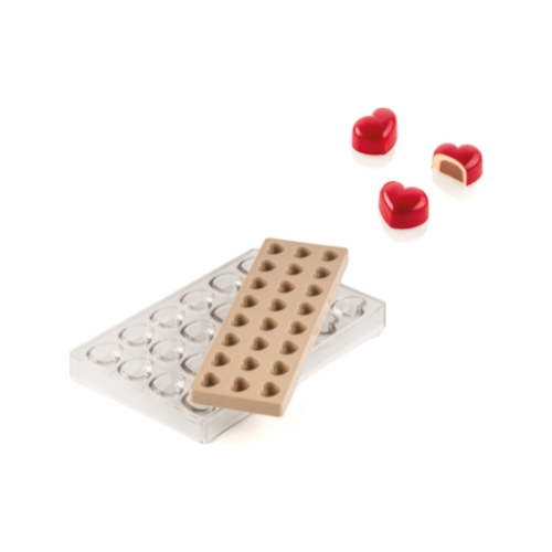 [51661516] SILIKOMART KIT MOULE A PRALINES CUORE 01 CH020 TRITAN ET SILICONE 24EMP 3,5X2,7CM H1,7CM