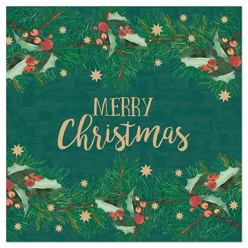 [60700768] ARTEBENE NAPKIN 33X33CM MERY XMAS GARLAND PACK OF 20 PCES