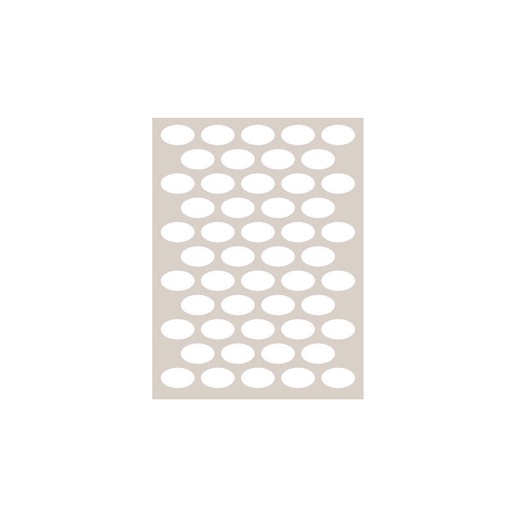 [08063393] 1095165 CHABLON AVEC 50 EMPREINTES OVALES DE 4,8 X 2,9 CM 4 PCES ***S/CDE***