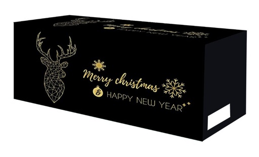 [15070007] BOITE A BUCHE NOIRE & OR 17 X 14 X 12CM  FOST+INCLUS 50 PIECES