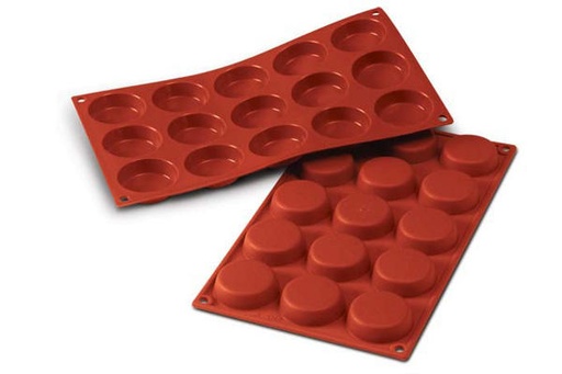 [70408210] SILIKOMART VORM ANTI-AANBAKPLAAT SF044 1/3-50°15 TAARTVORMEN DIAM 50MM H 14MM 30ML