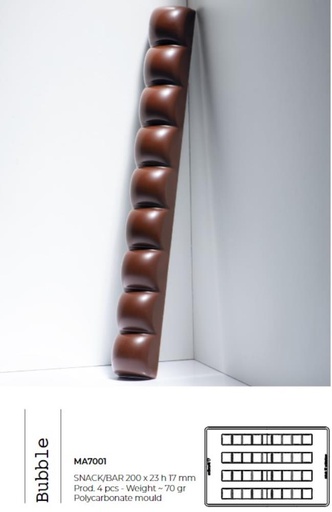 [54402145] POLYCARBONATE PRALINE MOLD BATON BUBBLE XL 70GR
