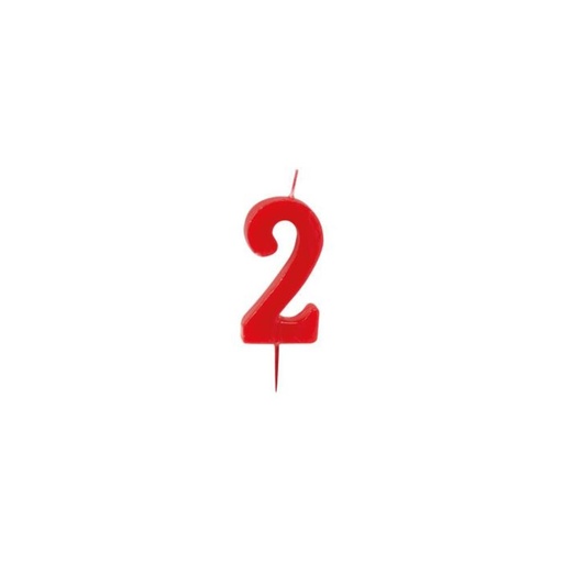 [70407086] CIJFER KAARSEN ROOD N°2 HT 6CM =STUKEN