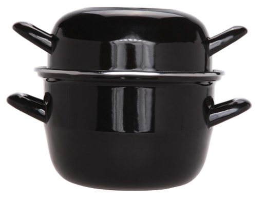 [54906280] BLACK CASSEROLE MUSSELS 18CM 2.8L 1.2KG W/DISH LID